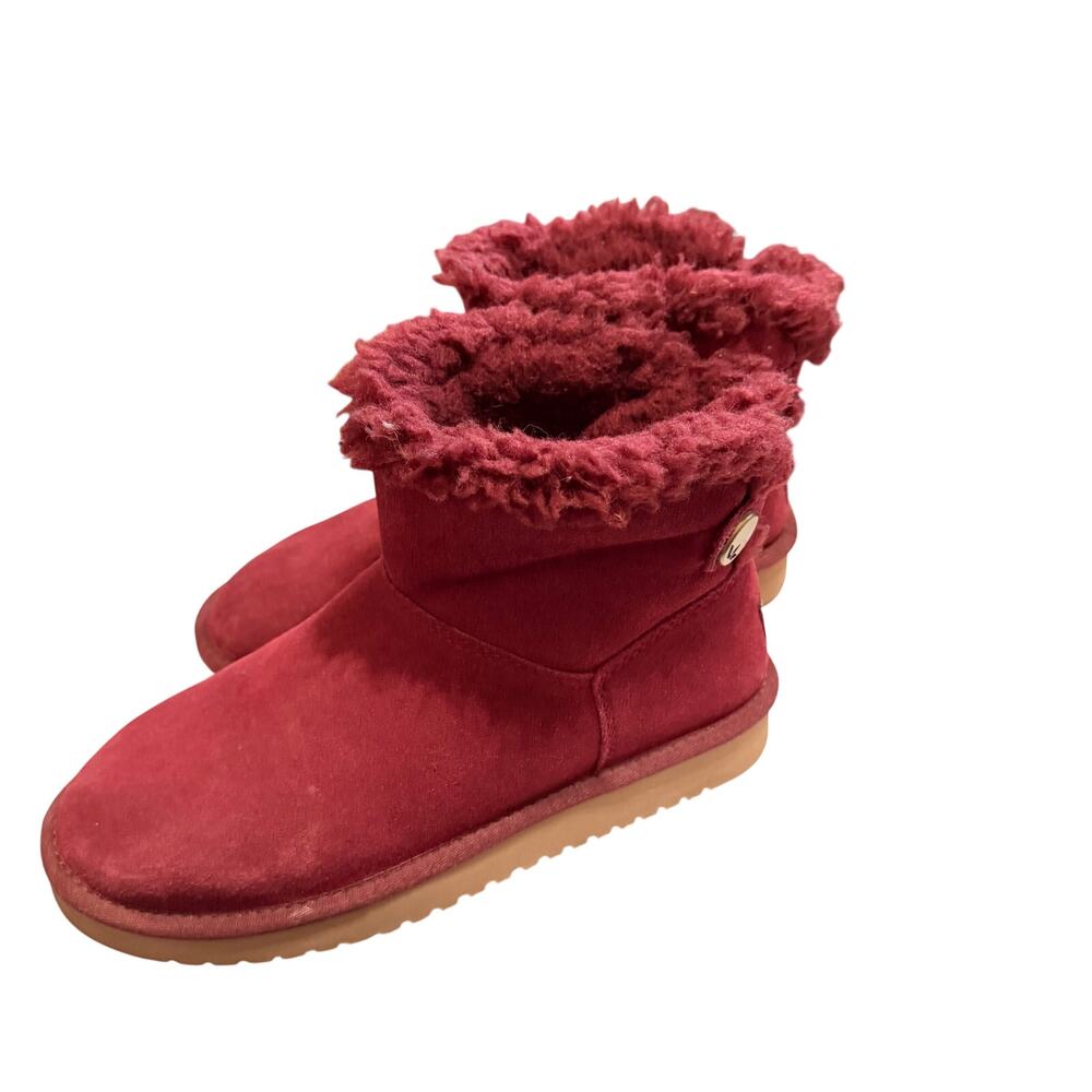 Koolaburra by Ugg Jordina Suede boot with decorative button and faux fur 7